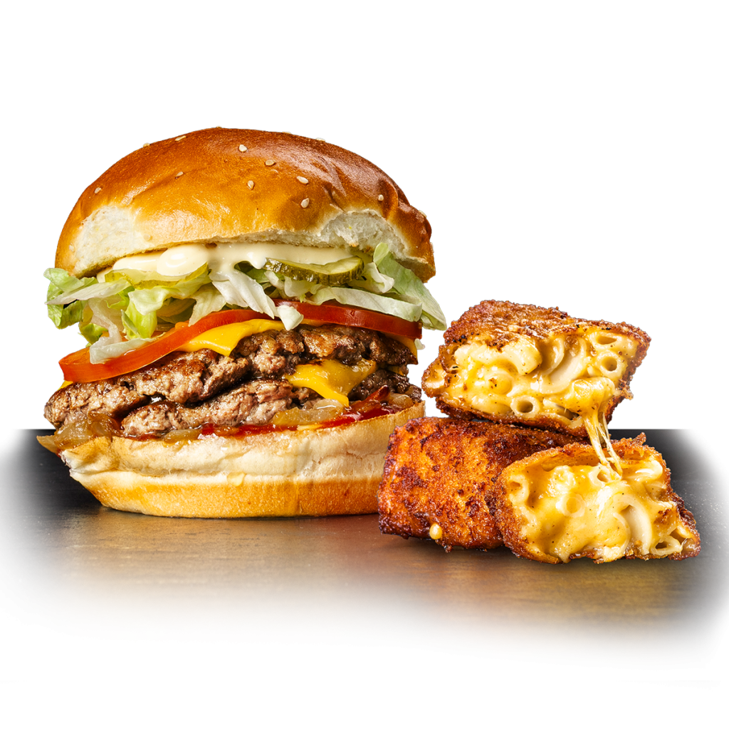 Double Classic Cheeseburger and Le Burger Mac'n'Cheese